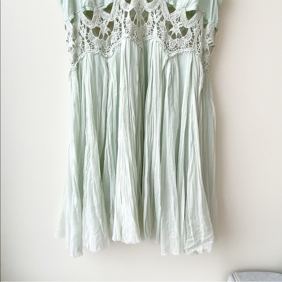 Free People One Coast to Cove Mint Lace Mini Dress - Picture 9 of 12